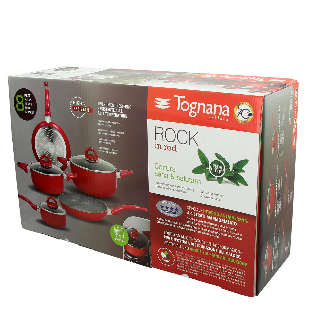 TOGNANA Topfset rot Aluminium 8 tlg. Topfset_Rock_in_Red_8tlg. - rot - TOGNANA
