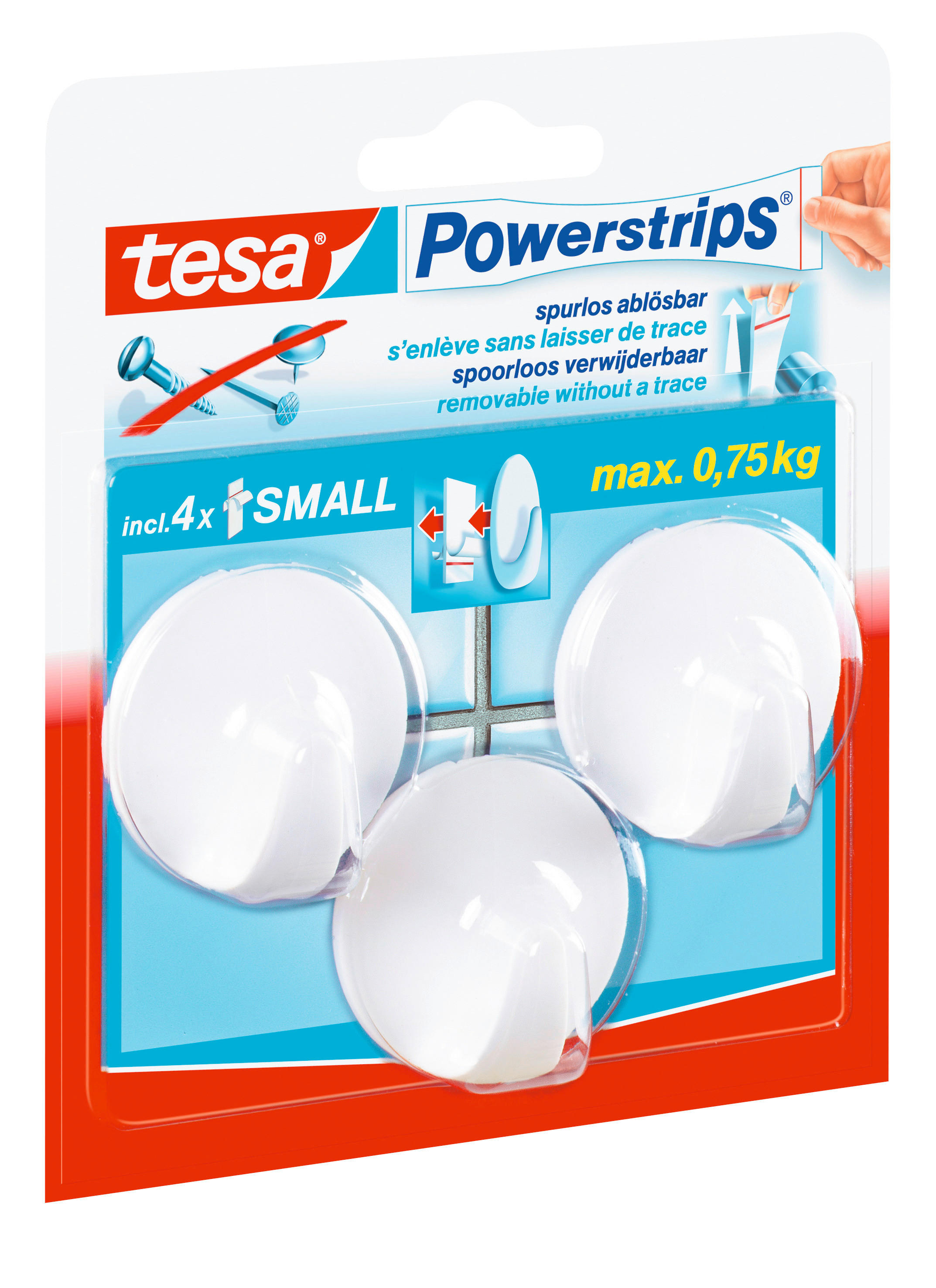Powerstrips weiß Kunststoff B/H/L: ca. 18,5x34x13,5 cm Powerstrip_Haken_S_Rund_tesa - weiß (13,50/18,50/34,00cm) - tesa
