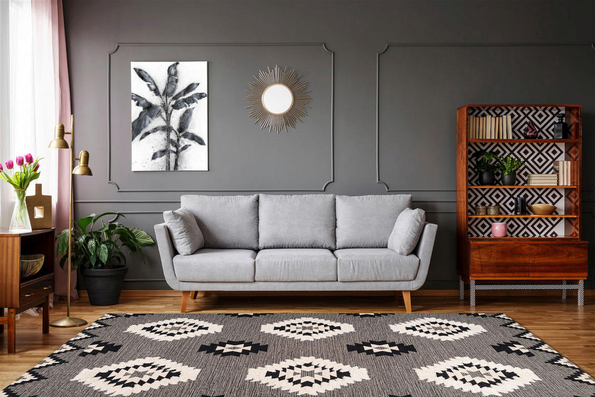 Arte Espina Kurzflorteppich Ethnie 425 grau B/H/L: ca. 160x1x230 cm Ethnie 425 - grau (230,00/160,00/1,00cm) - Arte Espina