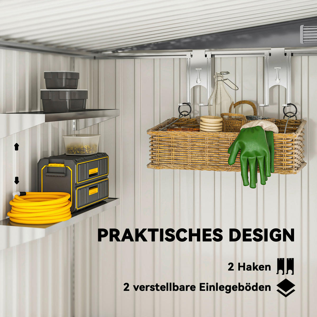 Outsunny Gerätehaus dunkelgrau B/H/L: ca. 154x181x206,5 cm Gerätehaus - dunkelgrau (206,50/154,00/181,00cm) - Outsunny