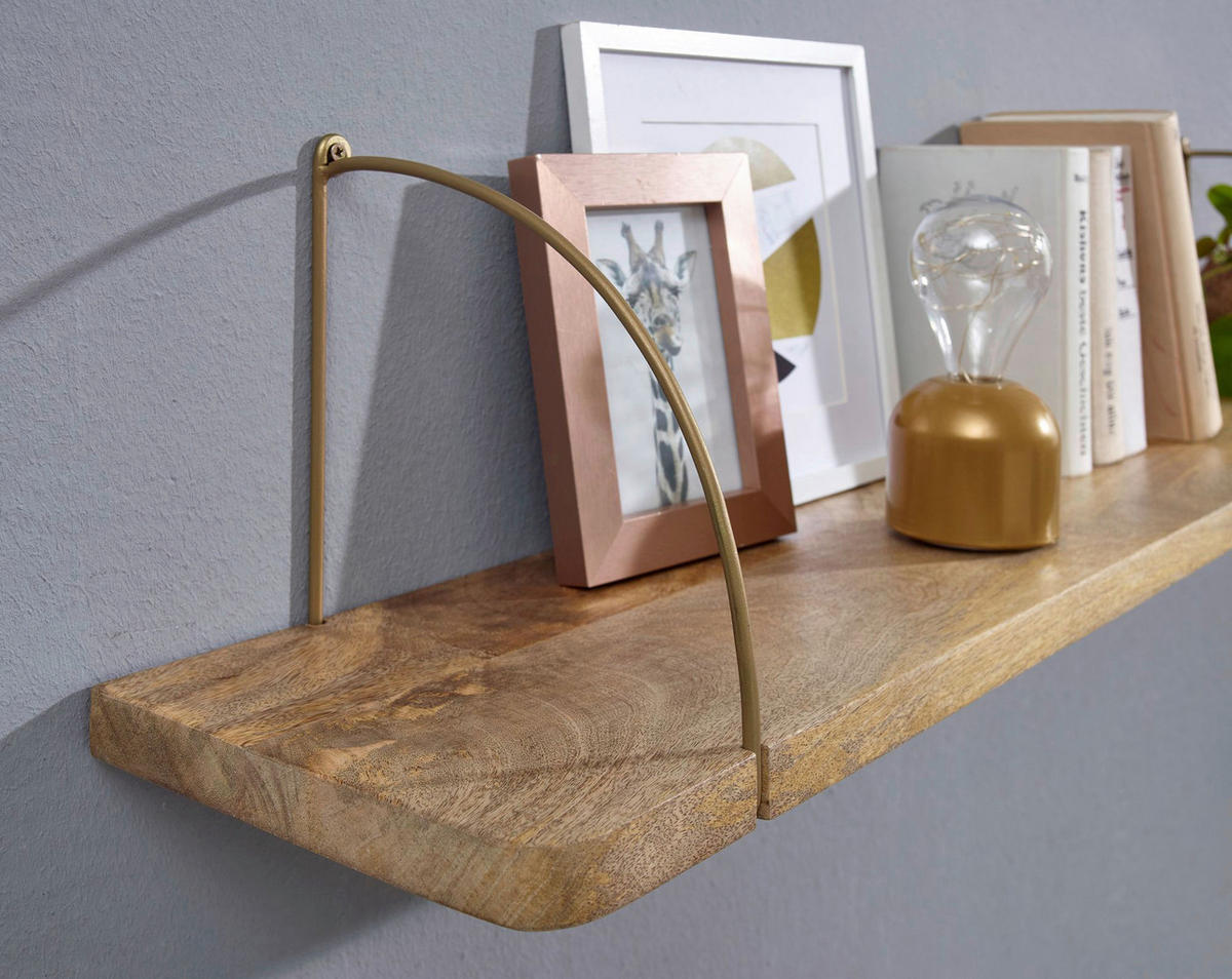 Wandregal braun Holz B/H/T: ca. 22x25x100 cm Wandregal - braun (22,00/25,00/100,00cm) - Wohnling