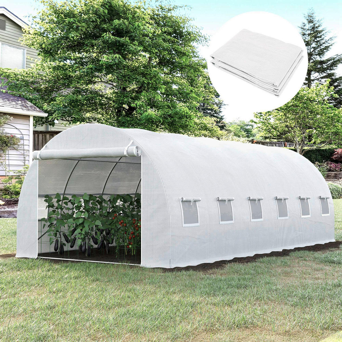 Outsunny Ersatzfolie weiß Polyethylen B/H/L: ca. 300x200x600 cm Ersatzfolie - weiß (600,00/300,00/200,00cm) - Outsunny