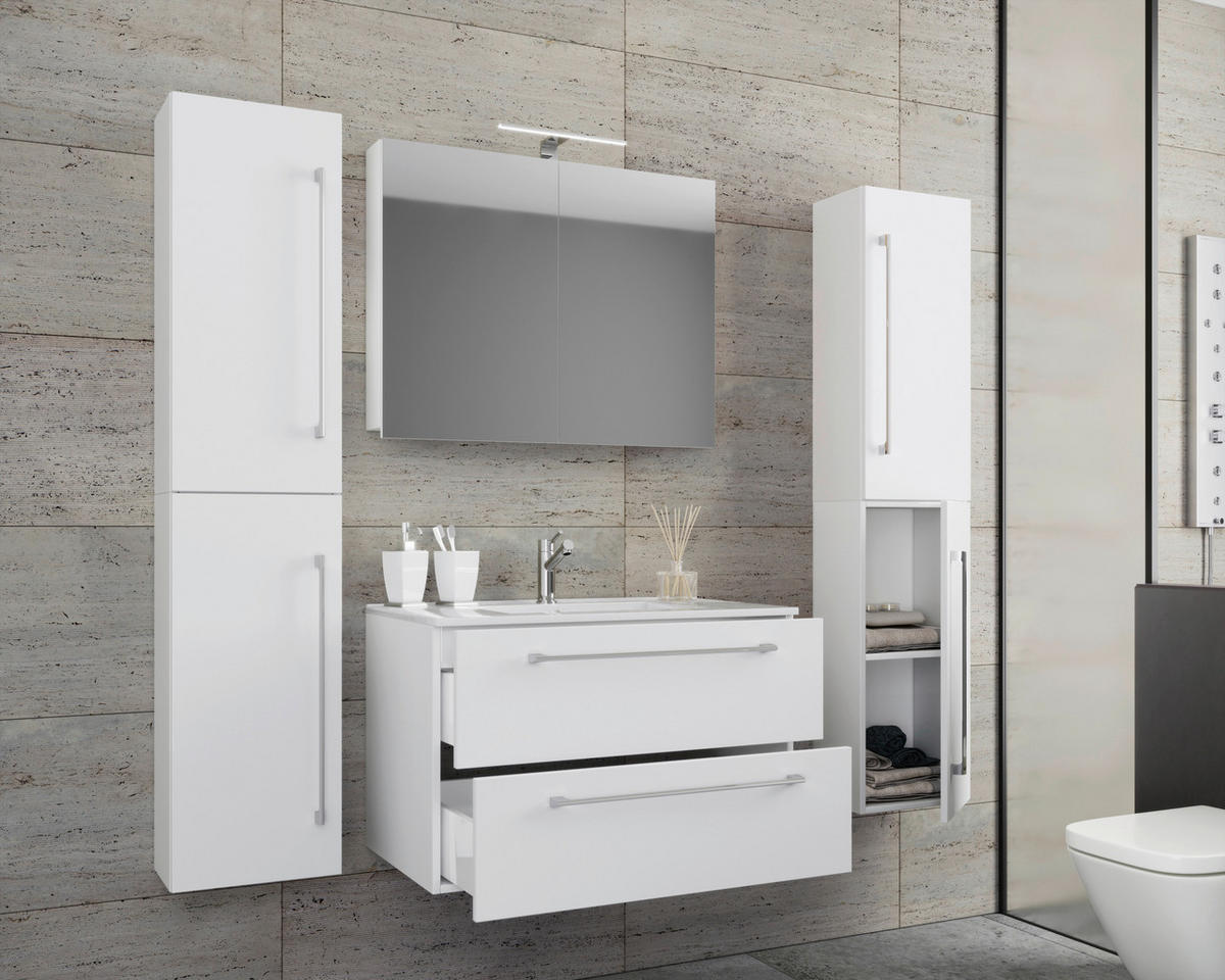 Waschplatz 5tlg-Badinos weiß B/H/T: ca. 80x50x46 cm 5tlg-Badinos - weiß (80,00/50,00/46,00cm) - VCM Möbel