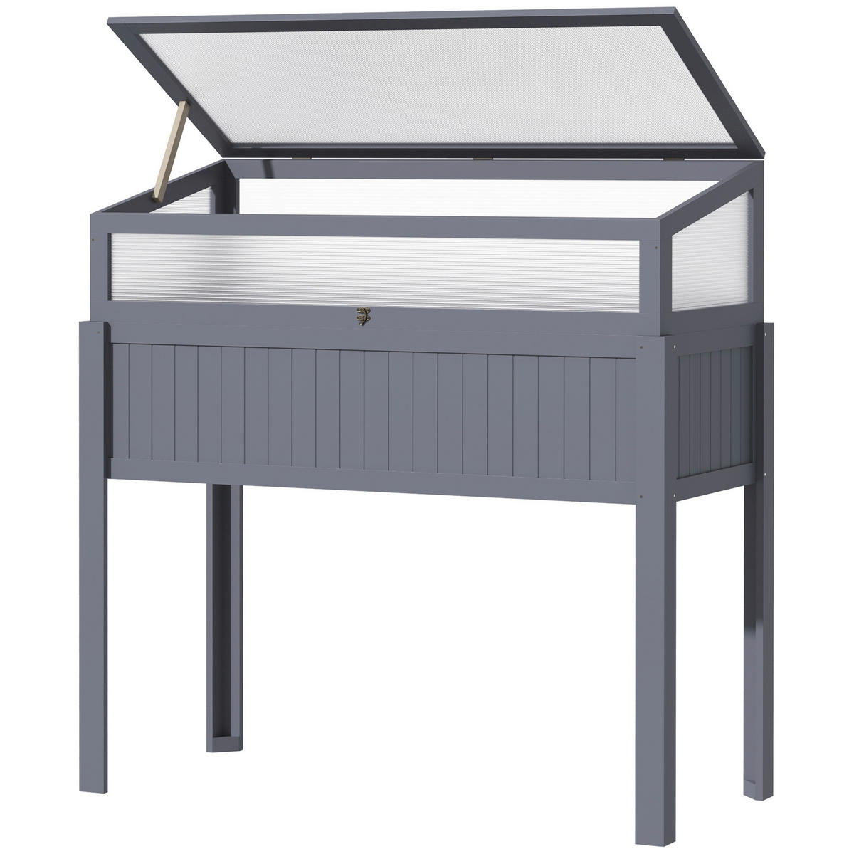 Outsunny Hochbeet grau Holz B/H/L: ca. 54x122x120 cm Hochbeet - grau (120,00/54,00/122,00cm) - Outsunny