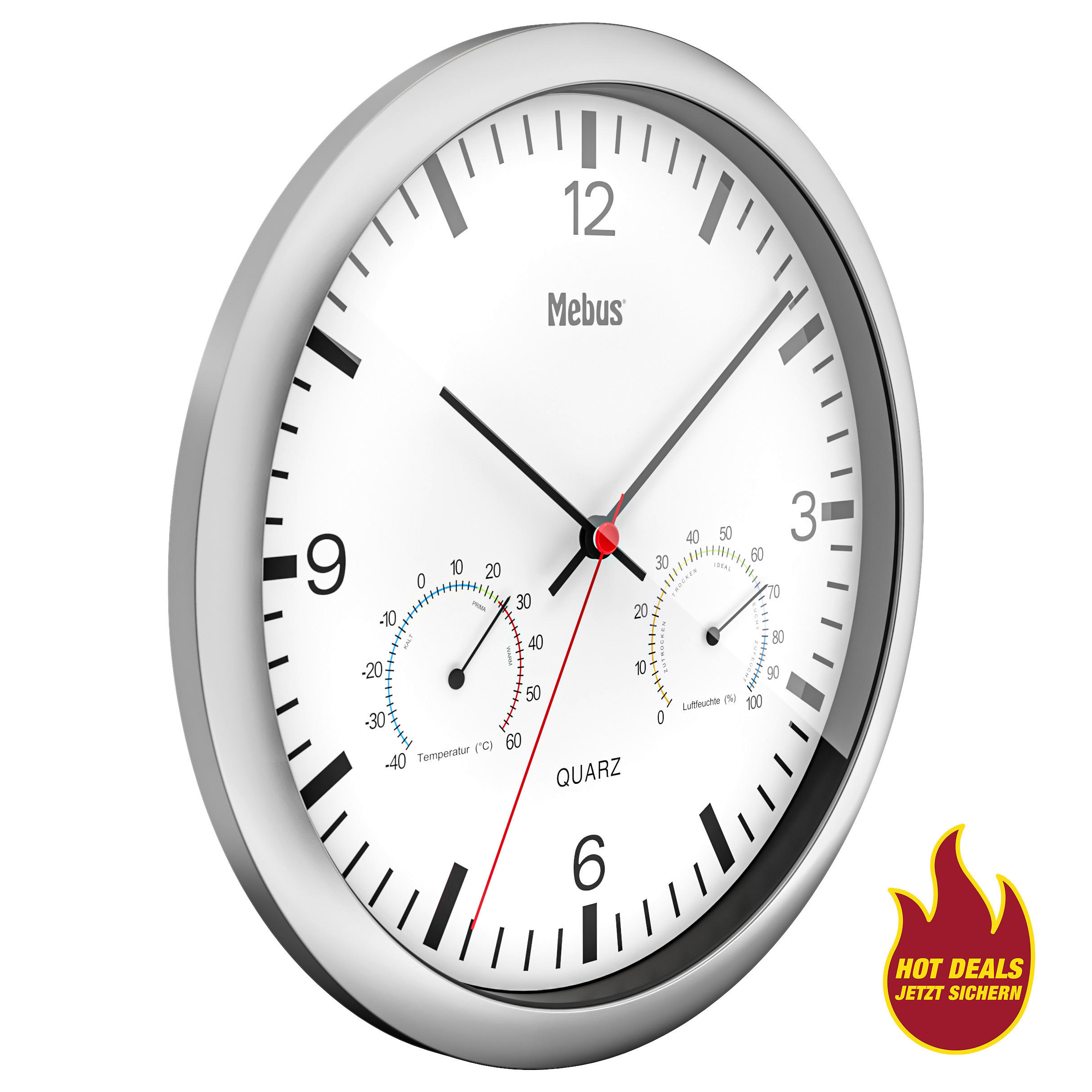 Mebus Wanduhr weiß D: ca. 25 cm günstig online kaufen