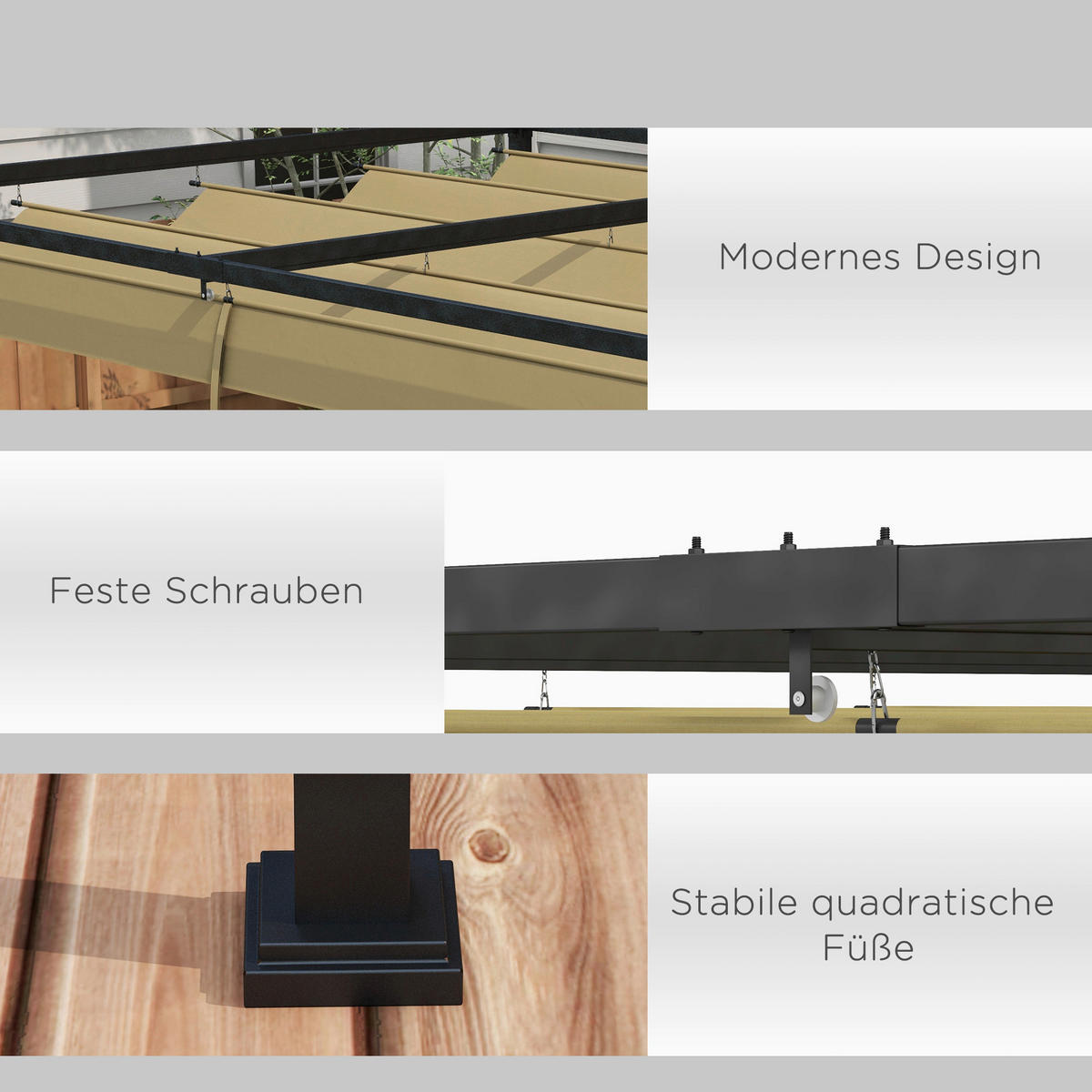 Outsunny Pergola khaki Polyester B/H/L: ca. 300x222x400 cm Pergola - khaki (400,00/300,00/222,00cm) - Outsunny