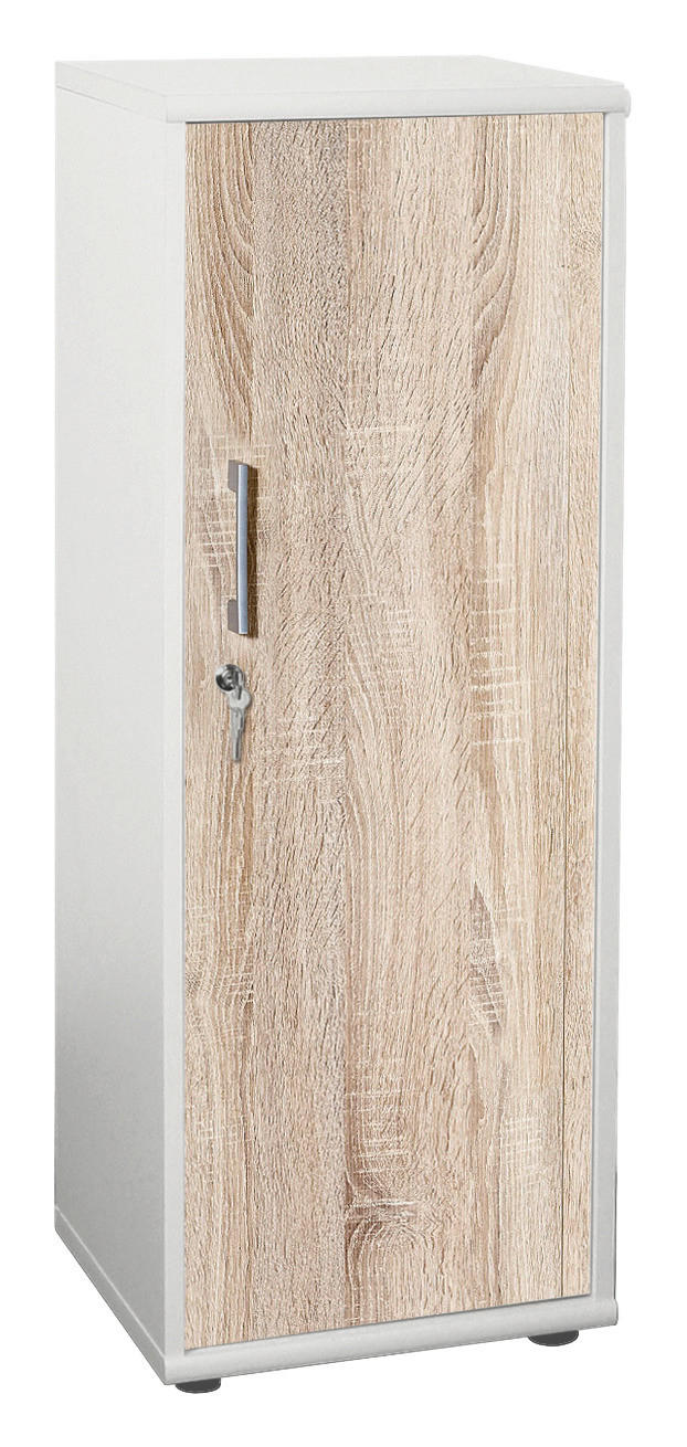 Schrank Serie 200 perlweiß Eiche Sonoma Nachbildung B/H/T: ca. 39,3x110,9x3 günstig online kaufen