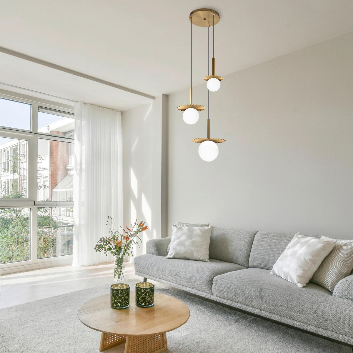 Lamkur Hängeleuchte Kupfer Stahl Glas B/H/L: ca. 120x45x45 cm G9 3 Brennstellen Chita - Kupfer (45,00/120,00/45,00cm) - Lamkur