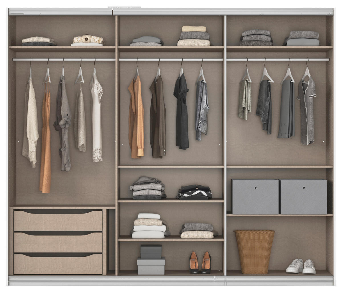 Kleiderschrank Kulmbach Alpinweiß B/H/T: ca. 271x229x62 cm Kulmbach - Alpinweiß/Alu (271,00/229,00/62,00cm)