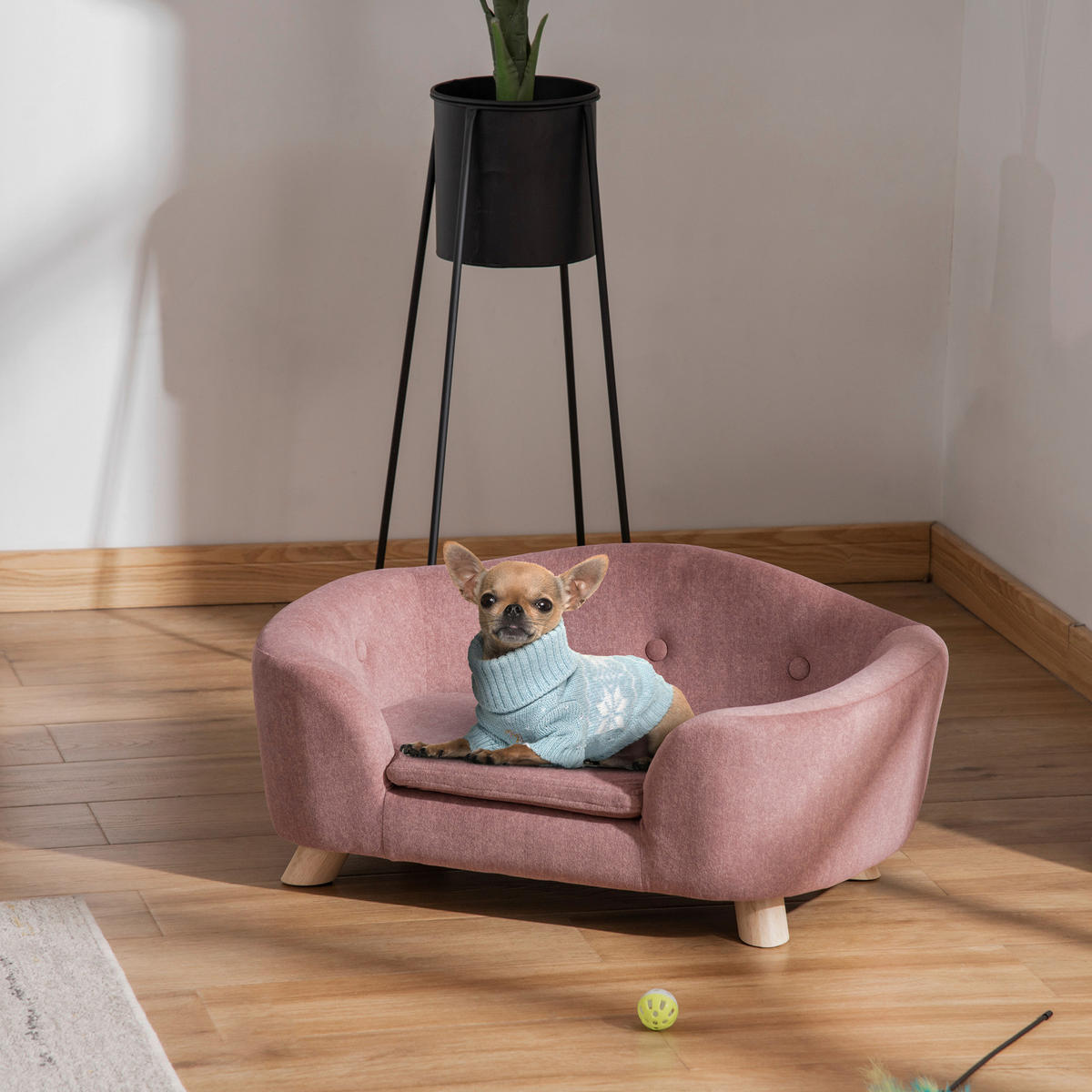 PawHut Hundebett rosa Polyester B/H/L: ca. 47x30x70 cm Hundebett - rosa (70,00/47,00/30,00cm) - PawHut