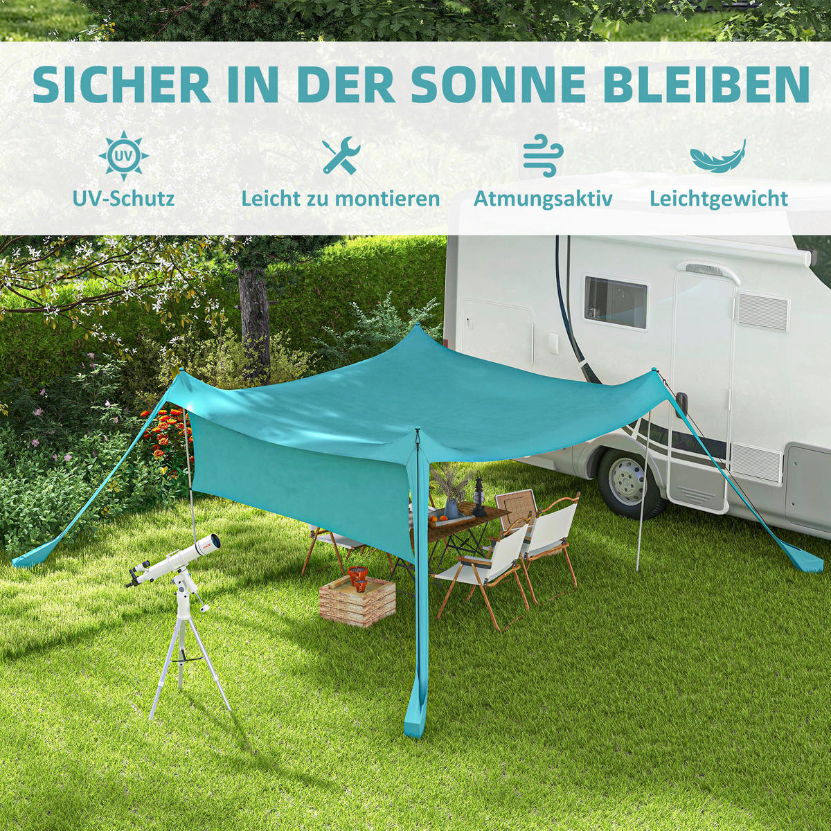 Outsunny Campingartikel B/H/L: ca. 300x300x200 cm Campingzelt - blau (200,00/300,00/300,00cm) - Outsunny