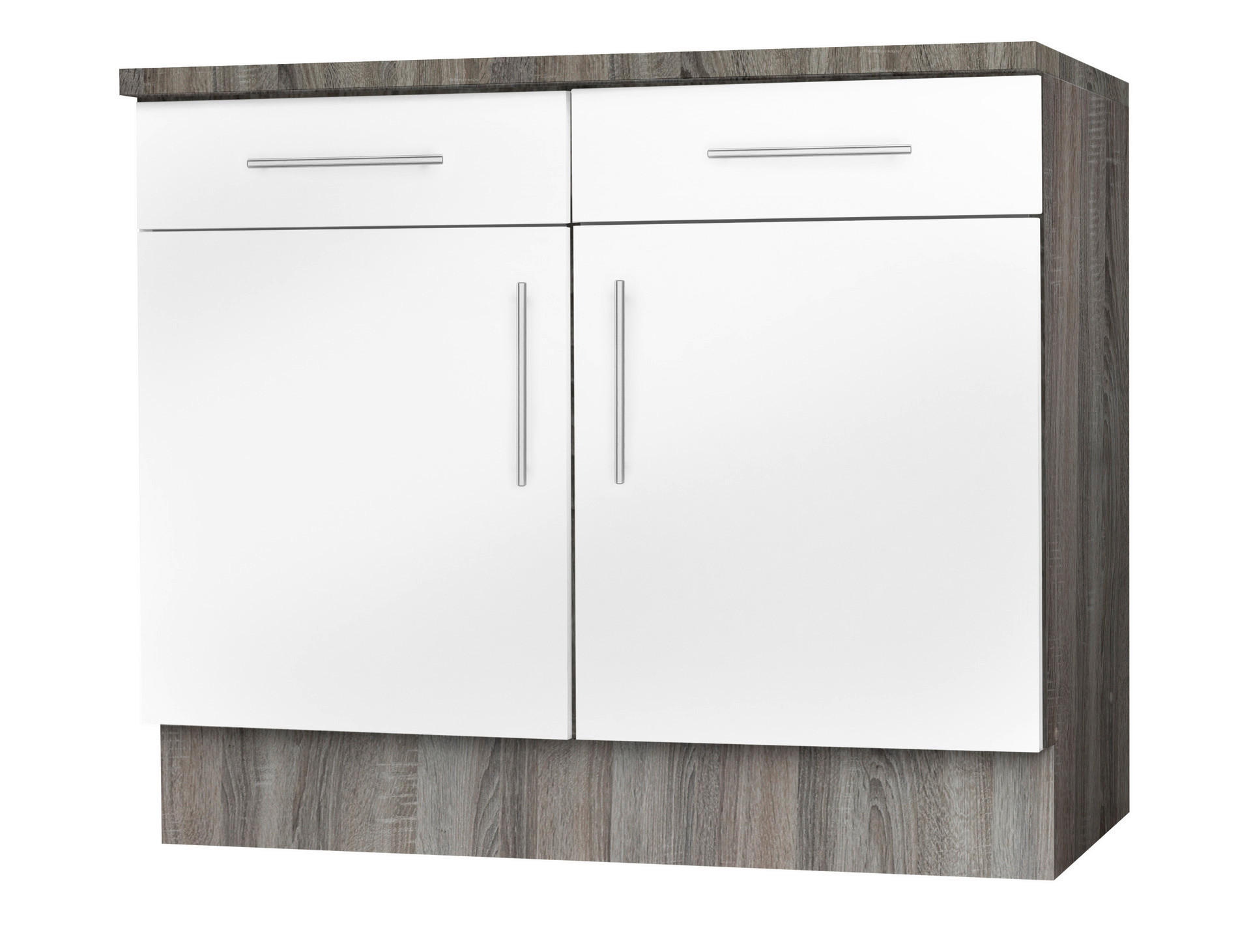 Unterschrank weiß Hochglanz B/H/T: ca. 100x82x57 cm Judith_Unterschrank_100cm - weiß/silber (100,00/82,00/57,00cm)