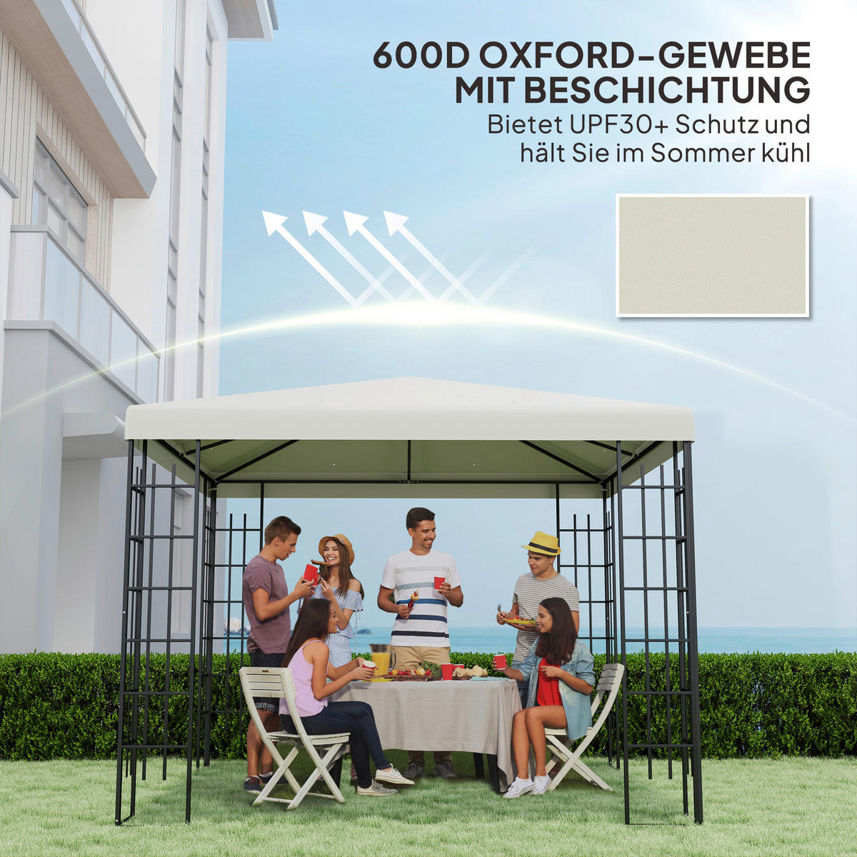 Outsunny Pavillondach hellgrau Polyester B/H/L: ca. 298x1x298 cm Pavillondach - hellgrau (298,00/298,00/1,00cm) - Outsunny