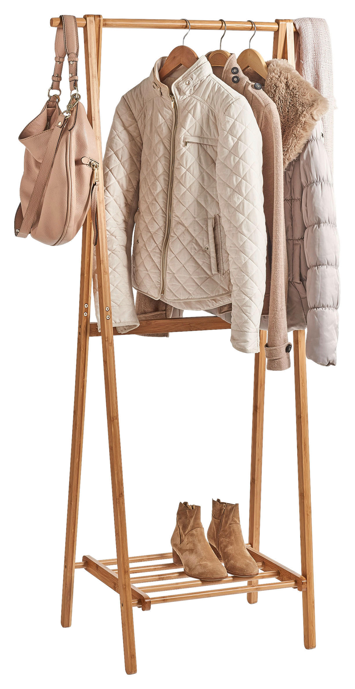 Zeller Garderobenständer natur Bambus B/H/T: ca. 74x159x46 cm Garderobenständer - natur (74,00/159,00/46,00cm) - Zeller