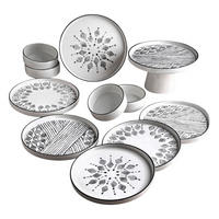 HermiaConcept Frühstücksservice schwarz Keramik 11 tlg. Frühstücksservice_11tlg._MCH09912 - weiß/schwarz - HermiaConcept