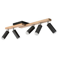 Lamkur Deckenleuchte schwarz Holz B/H/L: ca. 20x23,5x84 cm 5 Brennstellen MATTE - schwarz (84,00/20,00/23,50cm) - Lamkur