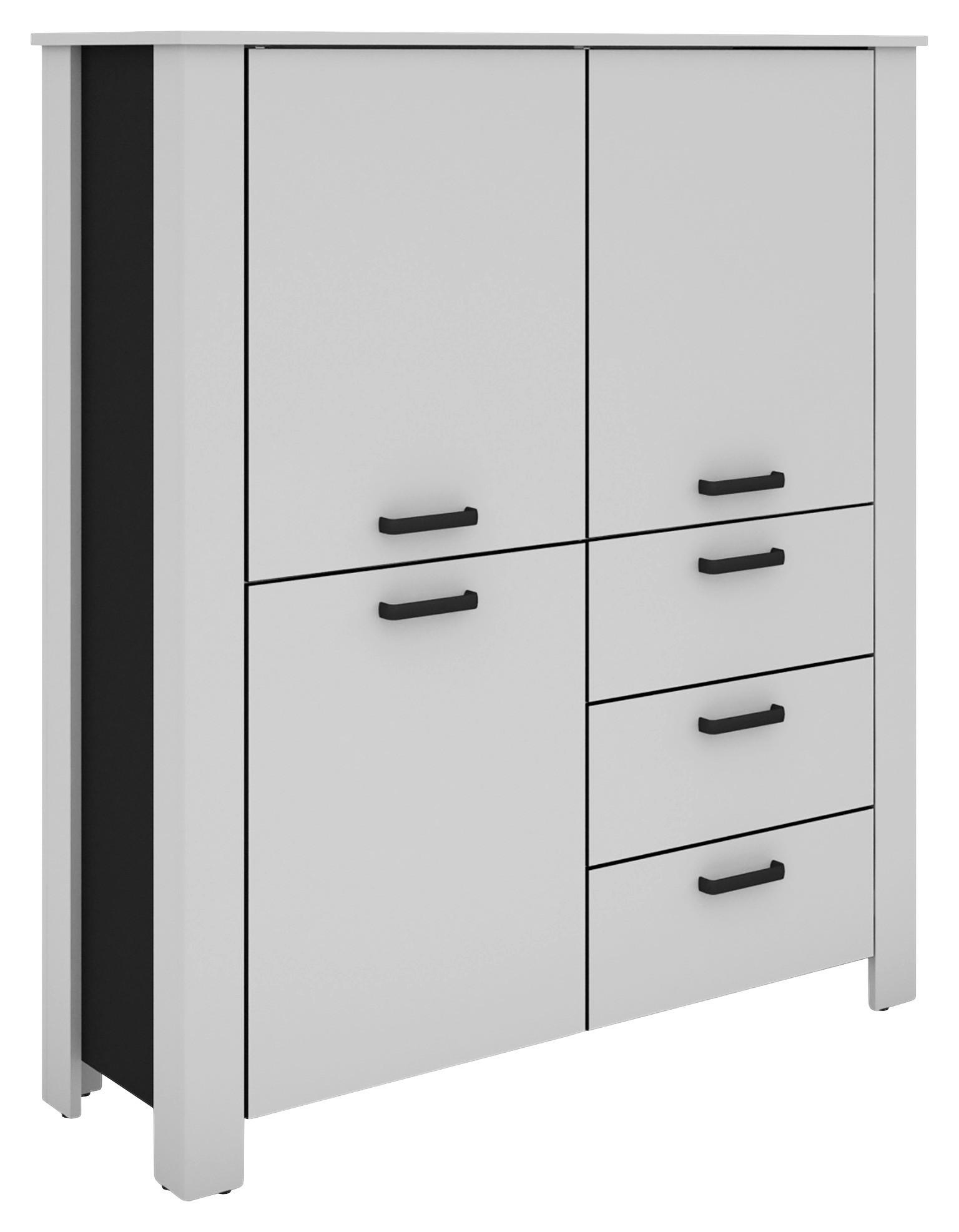 Highboard FARO weiß schwarz B/H/T: ca. 120x137x40 cm FARO - weiß/schwarz (120,00/137,00/40,00cm) - byLIVING