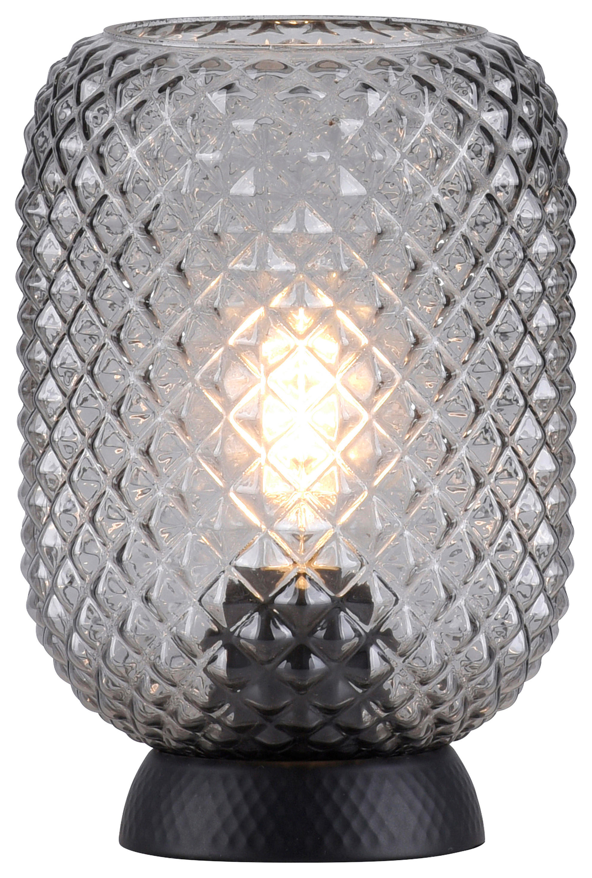 Just Light Tischleuchte 14906-18 schwarz Rauchglas H/D: ca. 23x15 cm E27 1 Brennstellen REISHI - schwarz (15,00/23,00cm) - Just Light