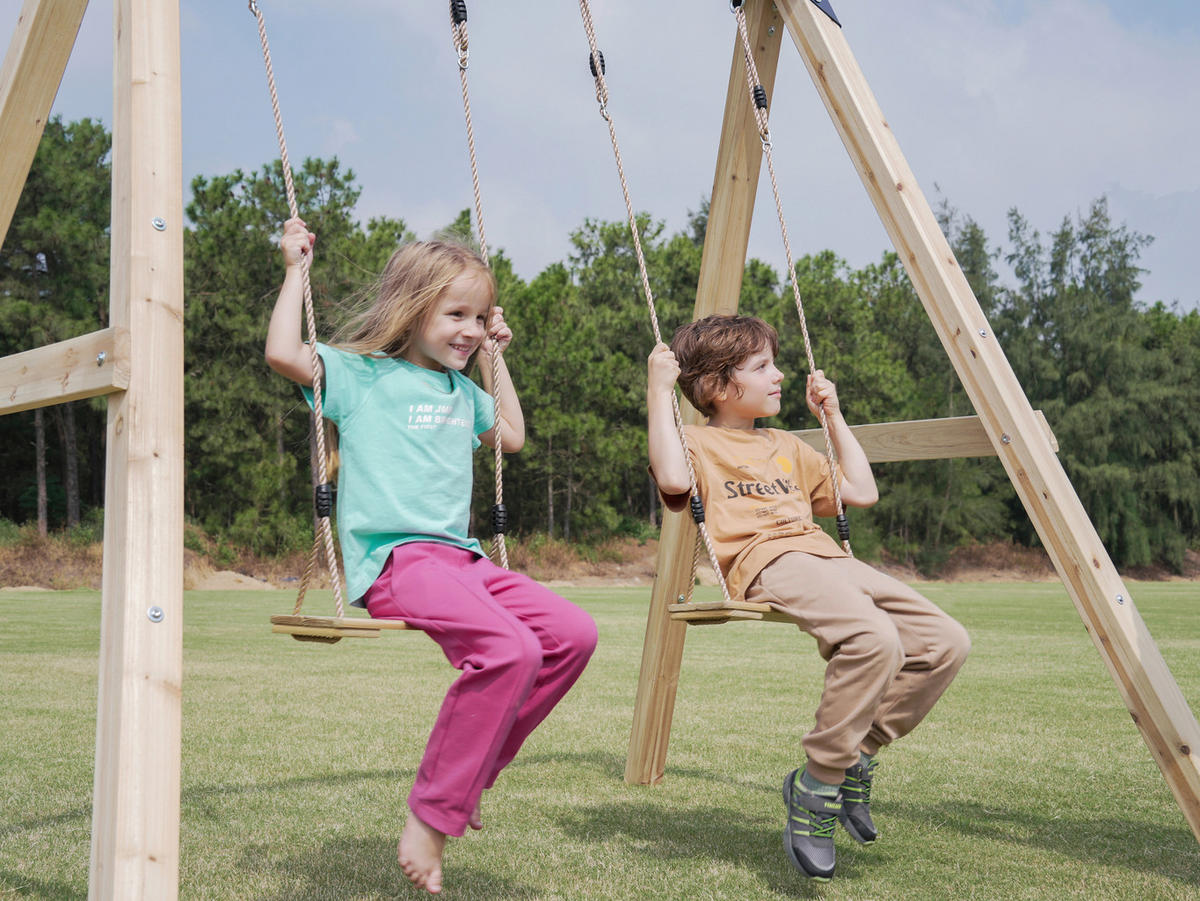 AXI Doppelschaukel Yuna braun B/H/L: ca. 224x208x186 cm Yuna - blau/braun (186,00/224,00/208,00cm) - AXI