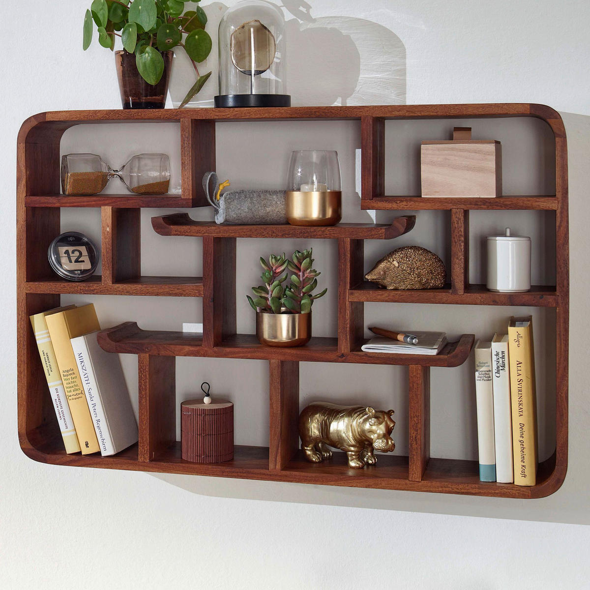 Wandregal rosenholz Holz B/H/T: ca. 80x55x15 cm Wandregal - rosenholz (80,00/55,00/15,00cm) - Wohnling