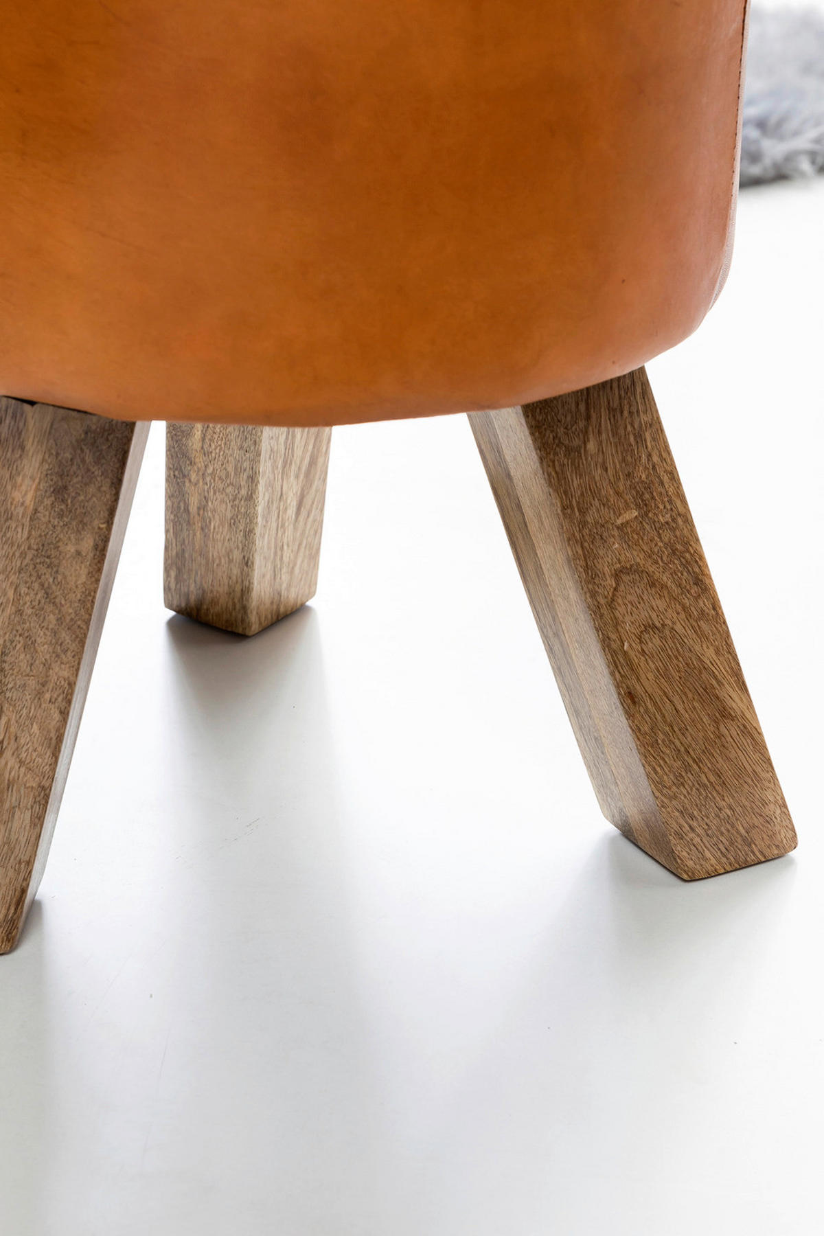 Wohnling Sitzhocker braun natur Leder Echtholz B/H/T: ca. 37x45x37 cm Sitzhocker - braun/natur (37,00/45,00/37,00cm) - Wohnling