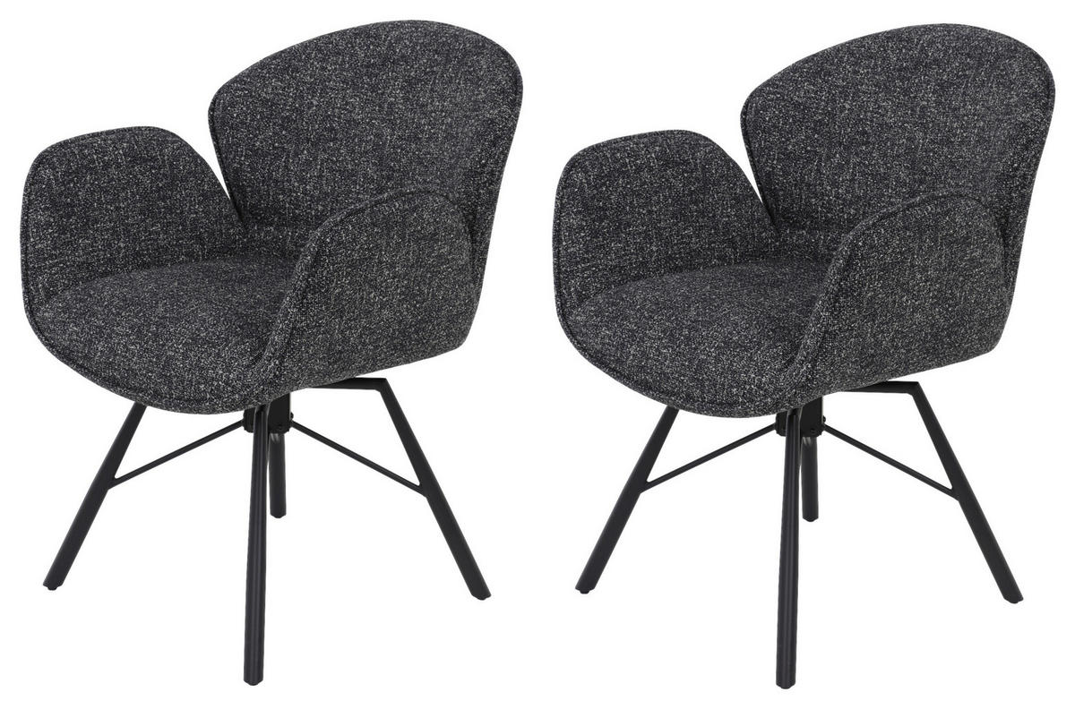 Sessel Bristol, 2er-Set anthrazit Metall Microfaser B/H/T: ca. 62x83x66 cm Bristol, 2er-Set - anthrazit (62,00/83,00/66,00cm) - Hela