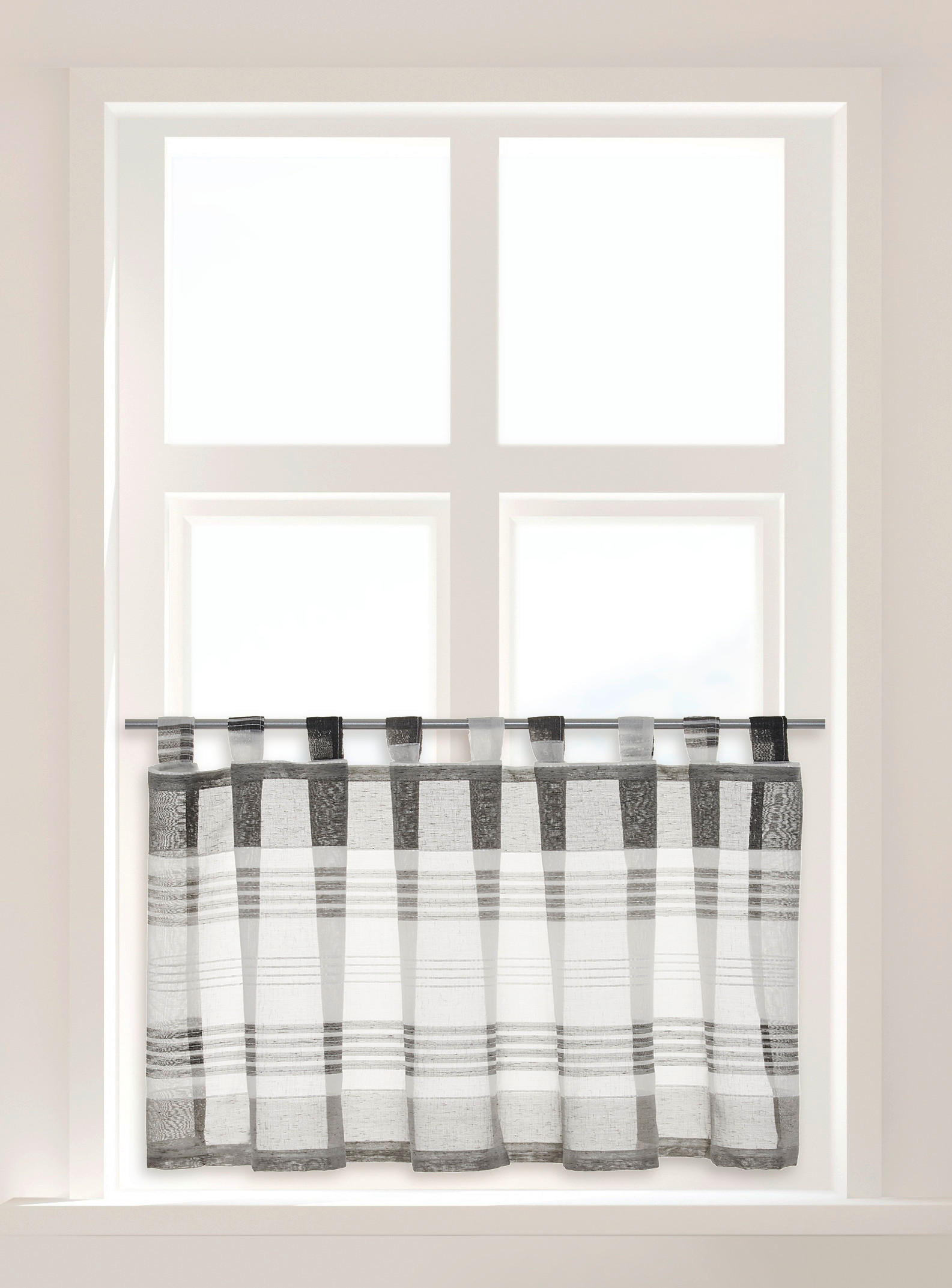 Scheibengardine Havana anthrazit B/L: ca. 140x50 cm Havana - weiß/anthrazit (140,00/50,00cm) - POCOline