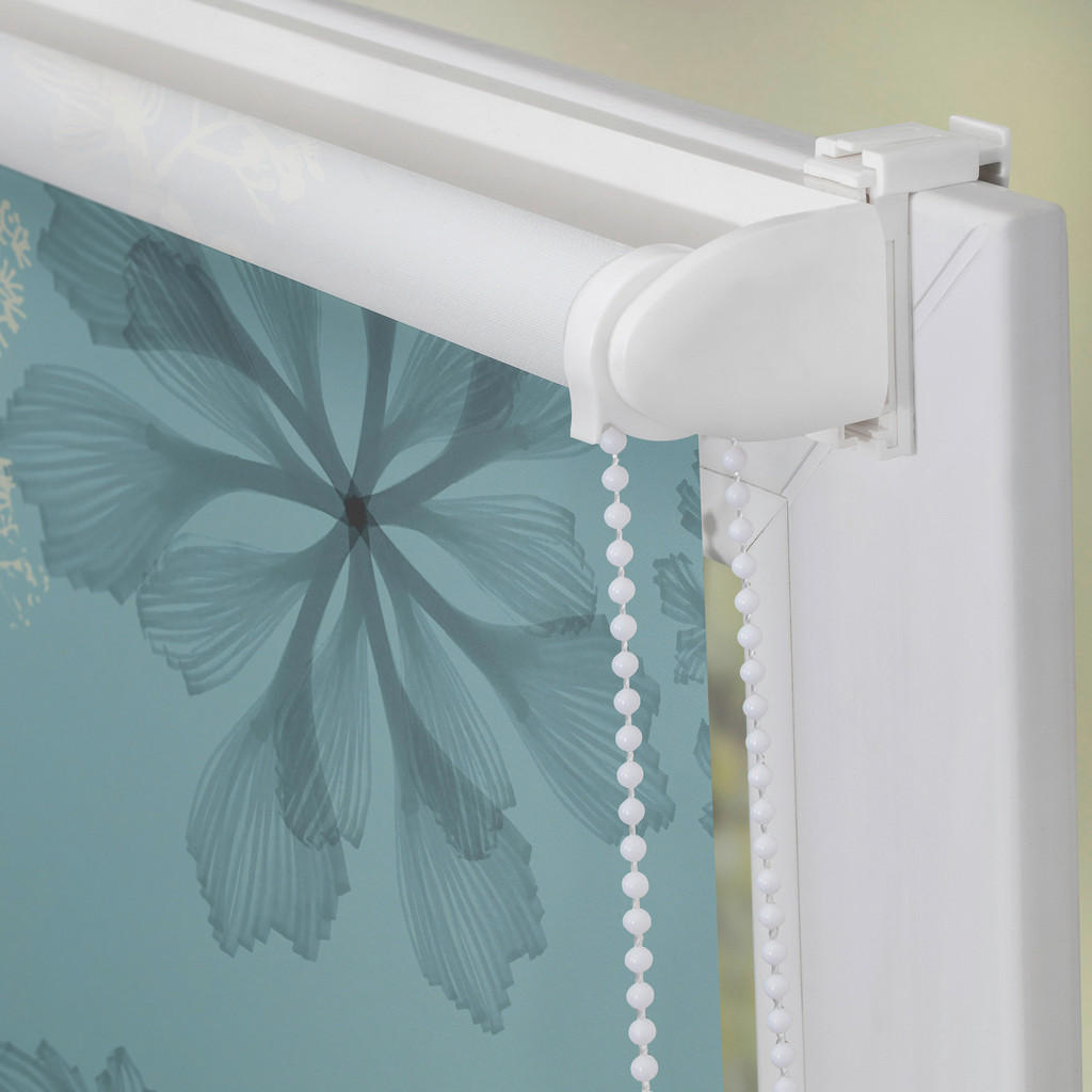 Thumbnail - Rollo Aqua Floral blau B/L: ca. 100x150 cm