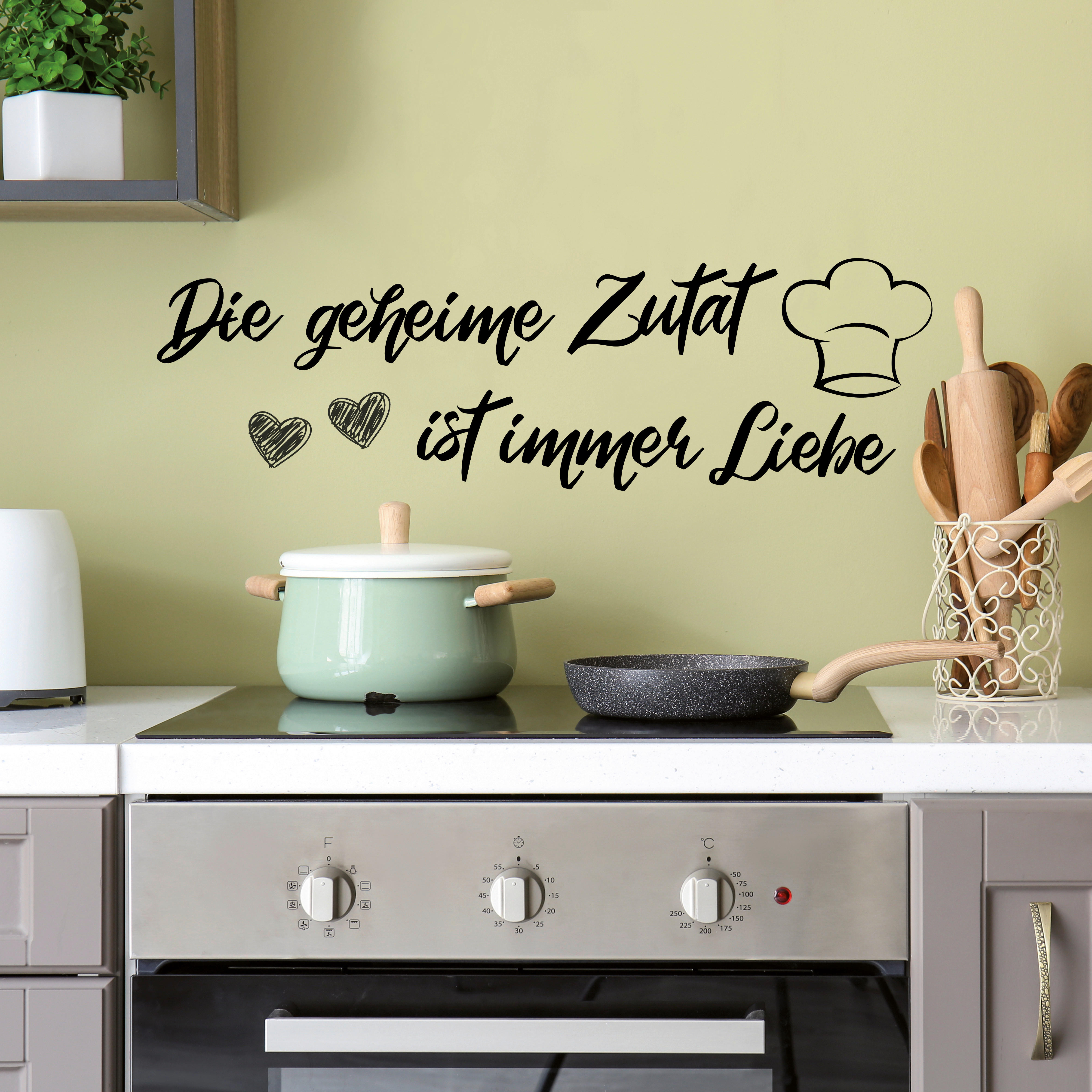 Dekosticker Spruch schwarz B/L: ca. 50x70 cm 2 tlg. Dekosticker Geheime Zutat - schwarz (50,00/70,00cm)