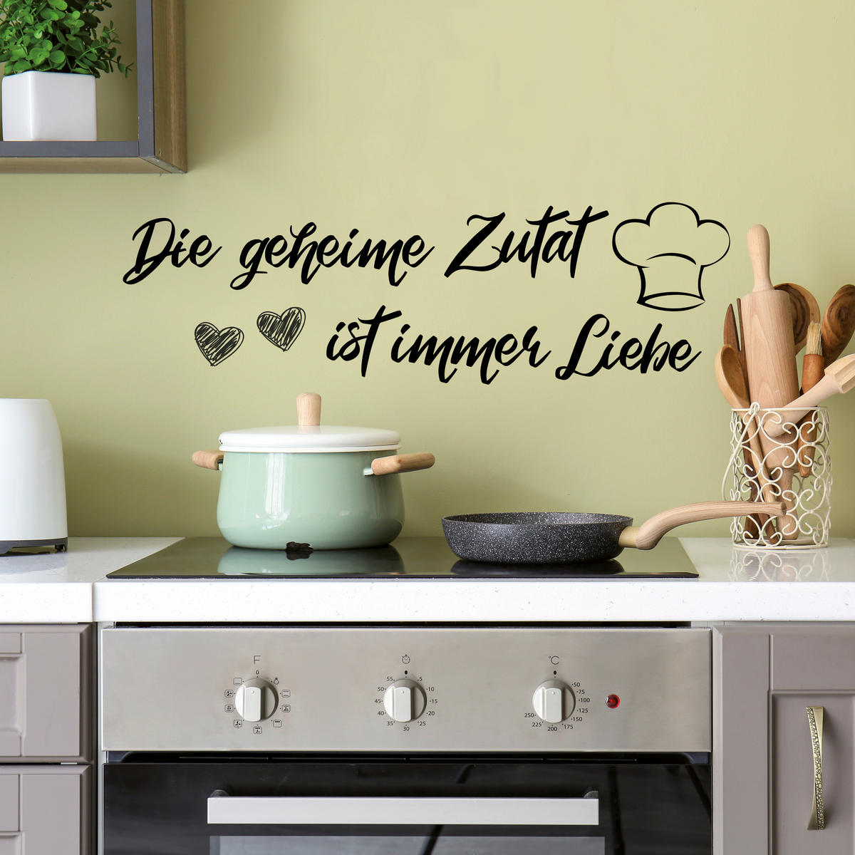 Dekosticker Spruch schwarz B/L: ca. 50x70 cm 2 tlg. Dekosticker Geheime Zutat - schwarz (50,00/70,00cm)