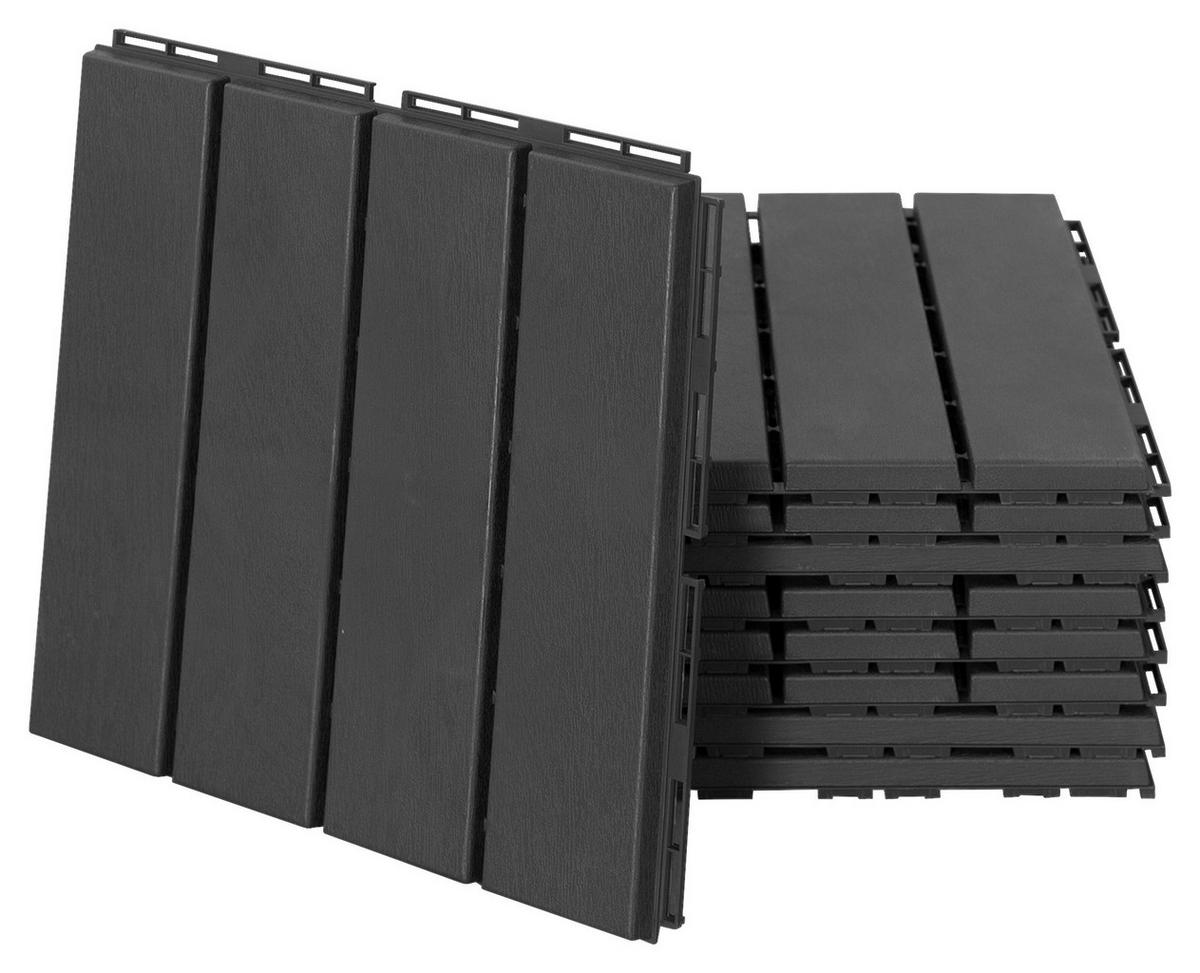 Outsunny Terrassenfliese schwarz B/L: ca. 30x30 cm Terrassenfliese - schwarz (30,00/30,00/2,00cm) - Outsunny