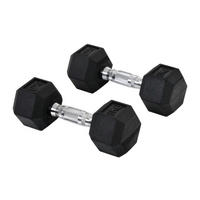 HOMCOM Kurzhantelset schwarz Gummi B/H/L: ca. 11,5x8x11,5 cm Kurzhantel_2er_Set - schwarz/silber (11,50/11,50/8,00cm) - HOMCOM