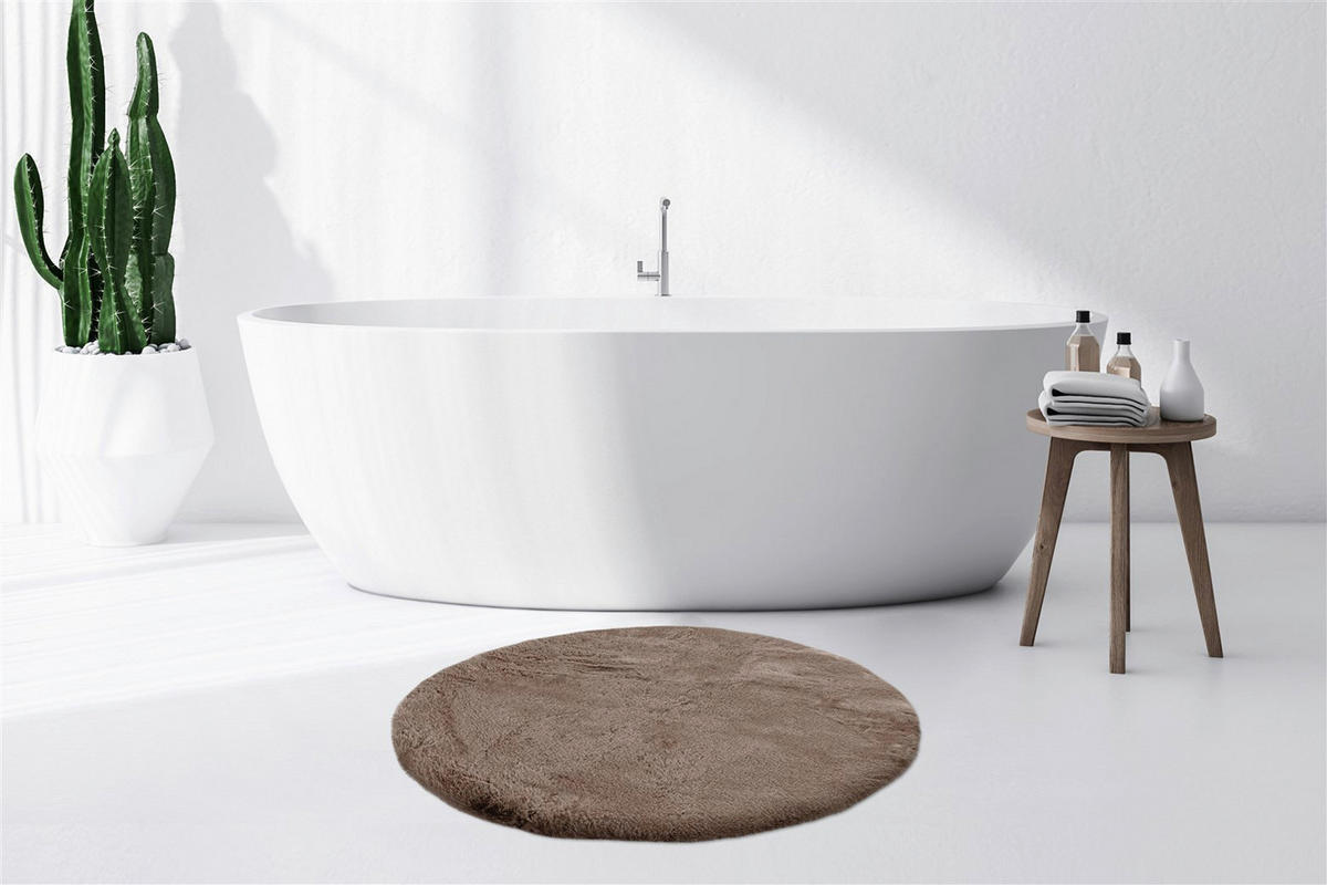 Kayoom Hochflorteppich Badematte Rabbit 225 sand B/H/L: ca. 100x3,5x100 cm Badematte Rabbit 225 - sand (100,00/100,00/3,50cm) - Kayoom