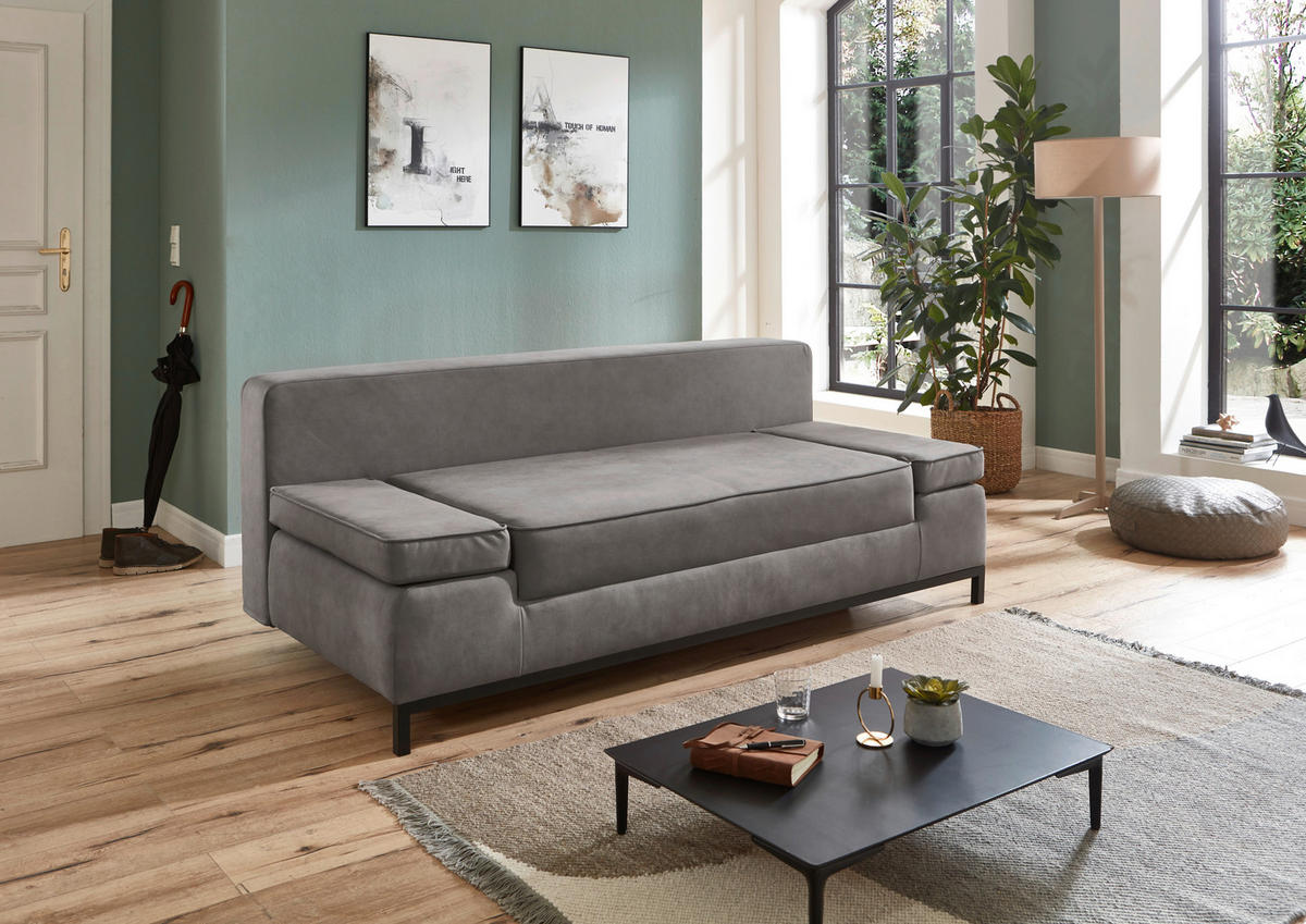 Schlafsofa Jarny hellgrau B/H/T: ca. 202x97x90 cm Jarny - hellgrau/schwarz (202,00/97,00/90,00cm)