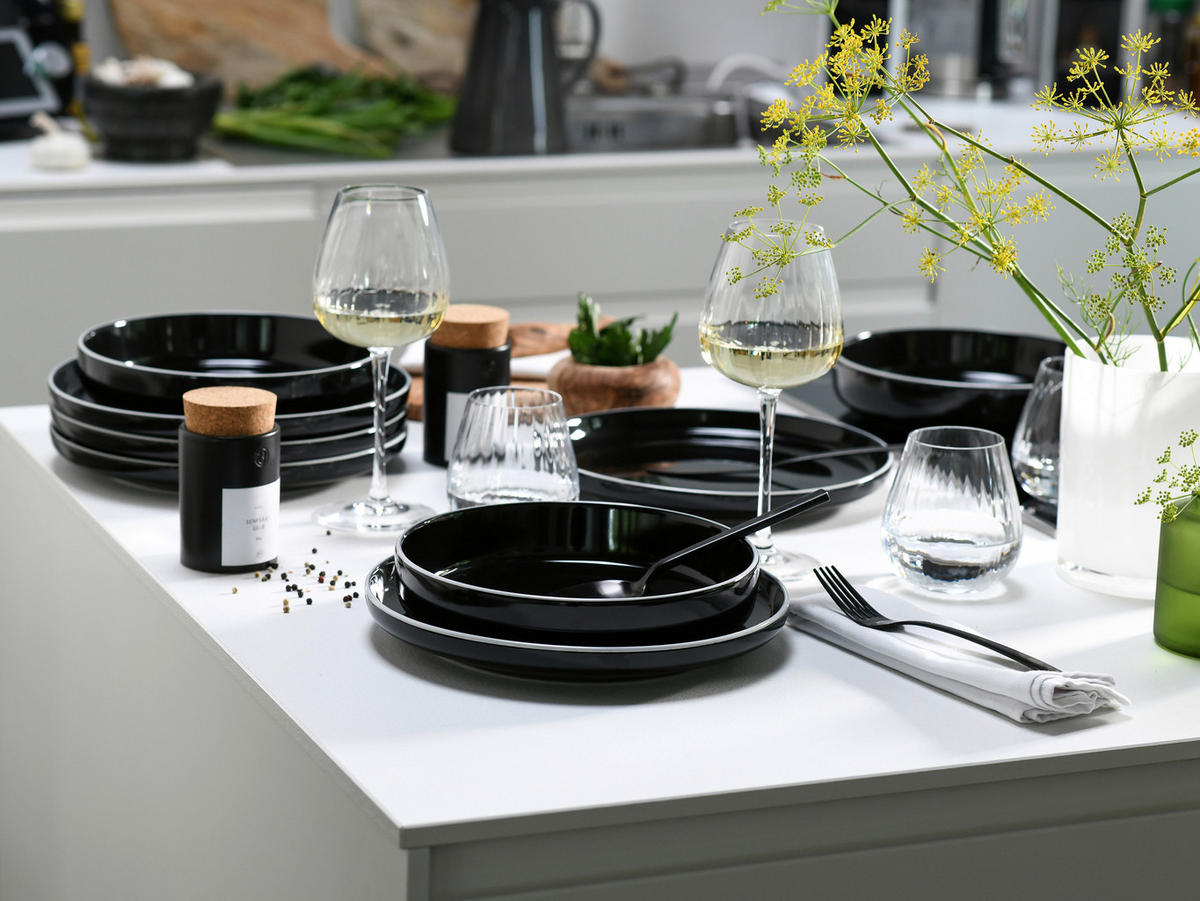 CreaTable Tafelservice Nordic Gourmet schwarz Steinzeug 18 tlg. Nordic Gourmet - schwarz - CreaTable