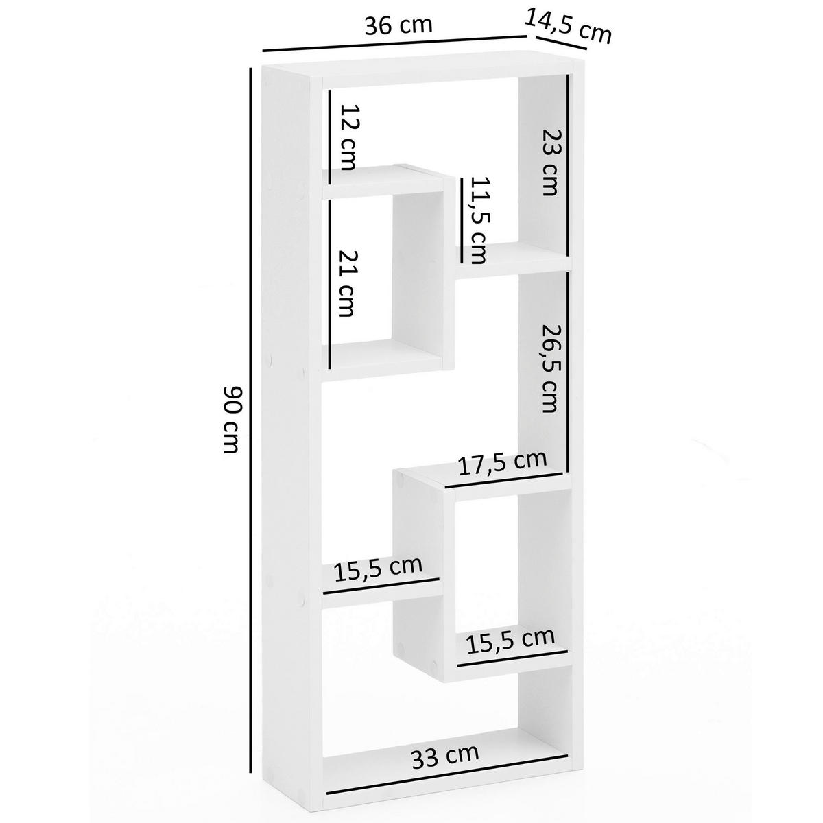 Wandregal weiß B/H/T: ca. 36x90x14,5 cm Wandregal - weiß (36,00/90,00/14,50cm) - Wohnling