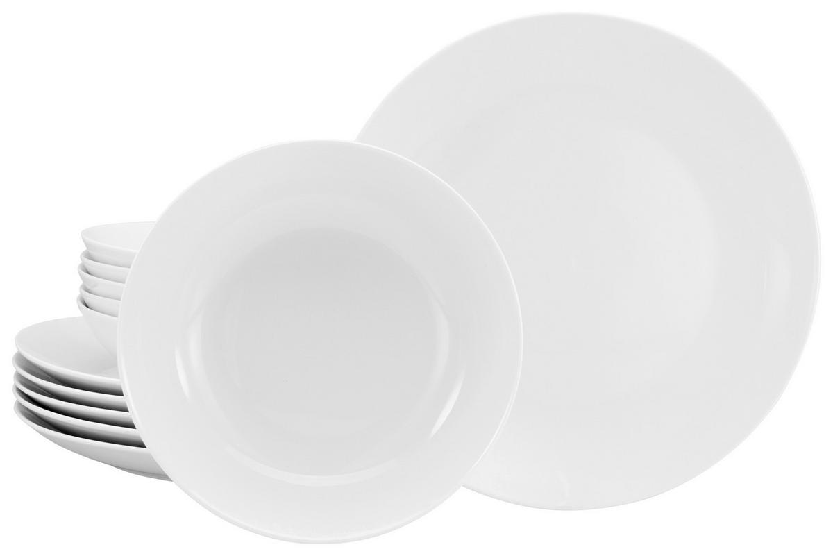 CreaTable Tafelservice Luna weiß Porzellan 12 tlg. Luna - weiß - CreaTable