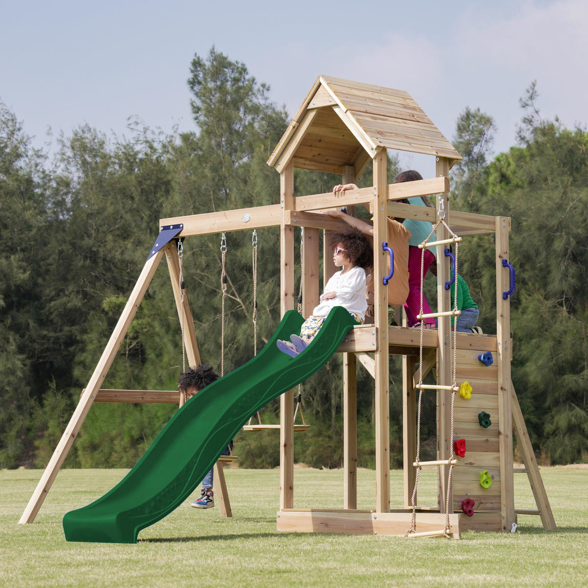 AXI Spielturm Moos grün B/H/L: ca. 342x267x375 cm Moos - braun/grün (375,00/342,00/267,00cm) - AXI