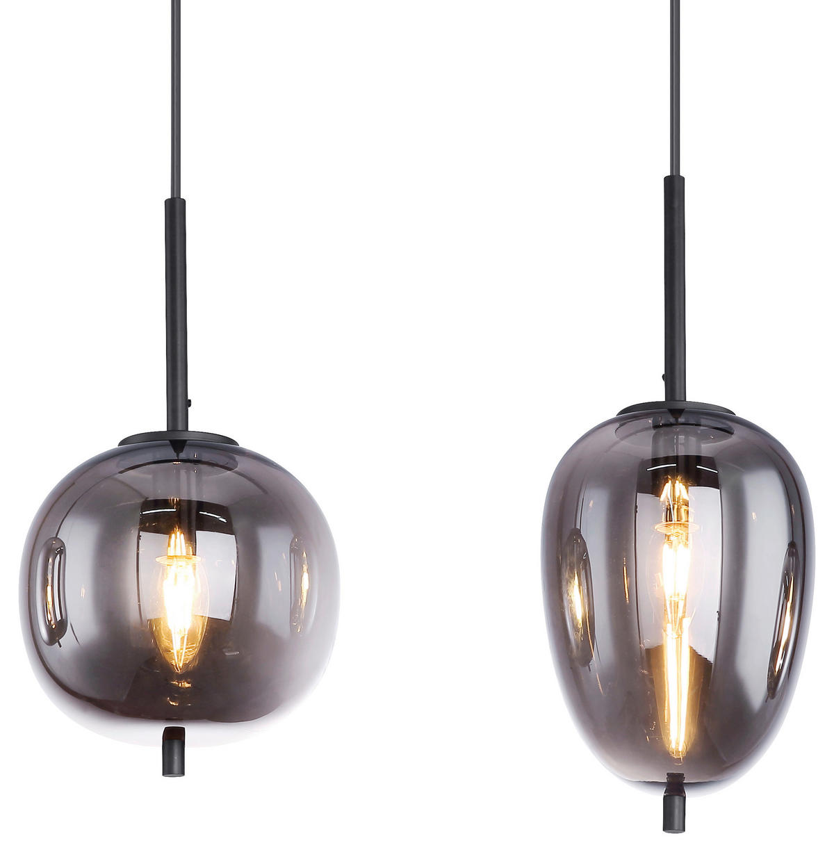 GLOBO Pendelleuchte BLACKY 15345-4 schwarz Metall Rauchglas B/H/L: ca. 18,5x120x100 cm E14 4 Brennstellen Pendelleuchte_Blacky 4flg. - schwarz (100,00/18,50/120,00cm) - GLOBO
