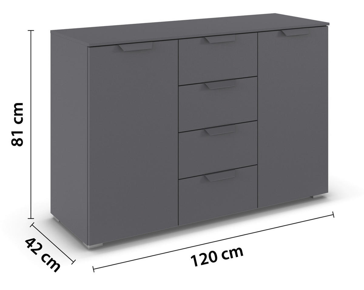 Kommode Aditio grau B/H/T: ca. 120x81x42 cm Aditio - grau (120,00/81,00/42,00cm)