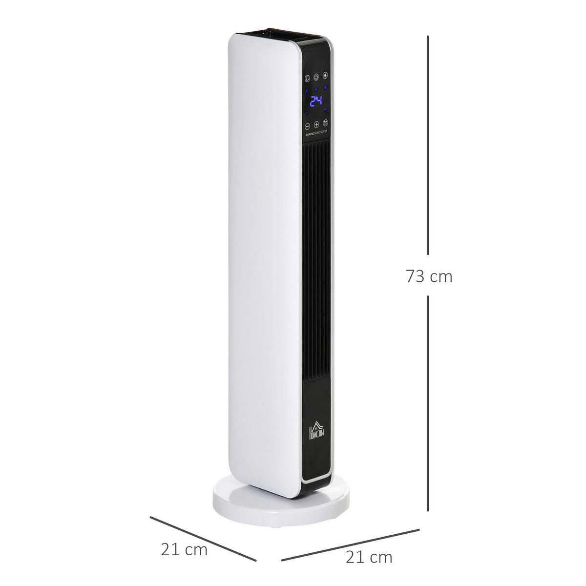 HOMCOM Heizlüfter 820-249V90 silber weiß schwarz Edelstahl Polypropylen Kunststoff B/H/L: ca. 21x21x73 cm ca. 2200 W Heizgerät - weiß/schwarz (73,00/21,00/21,00cm) - HOMCOM