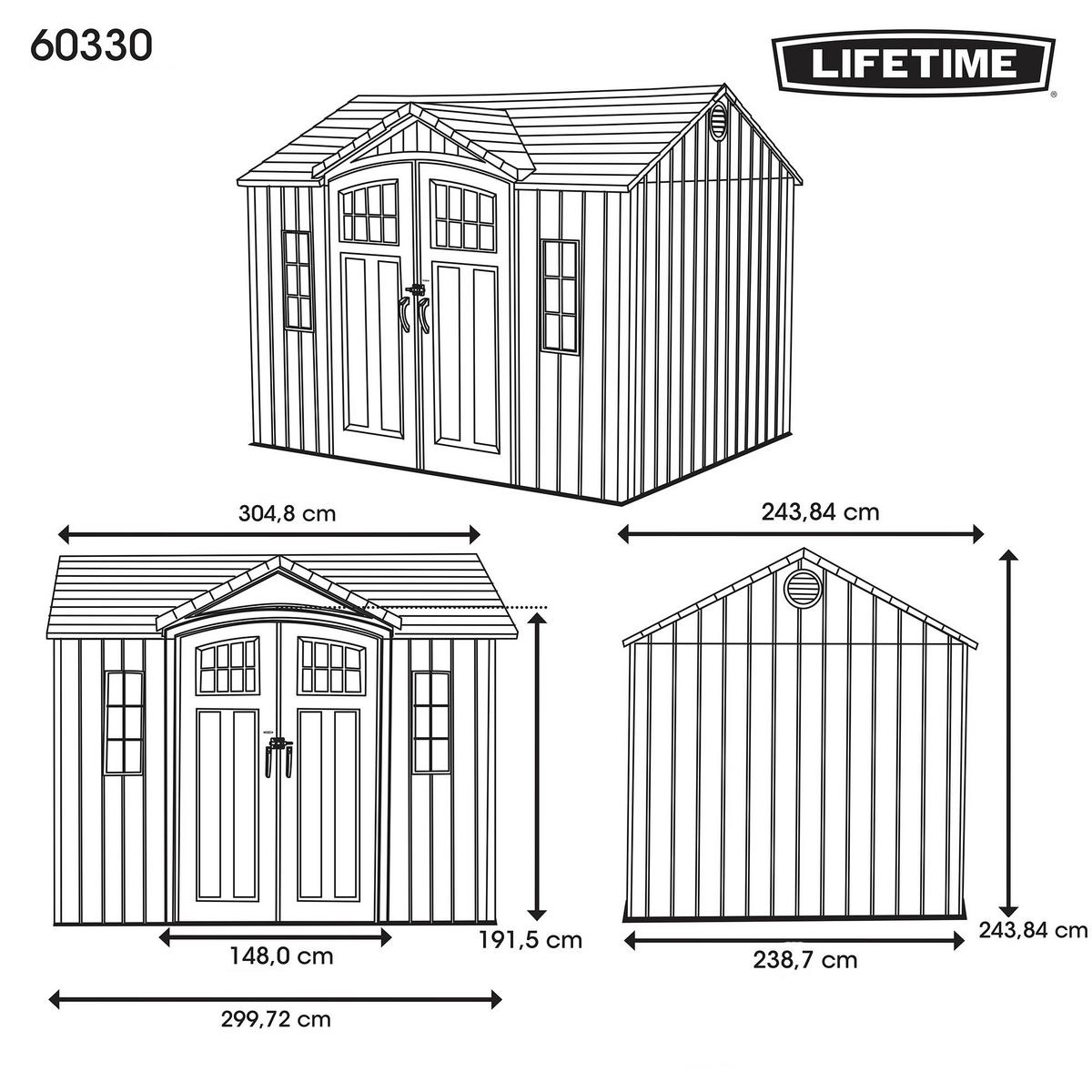 Lifetime Gartenhaus Saturn dunkelgrau B/H/L: ca. 305x244x244 cm Saturn - dunkelgrau (244,00/305,00/244,00cm) - Lifetime