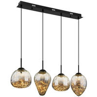 GLOBO LED-Pendelleuchte Firefly 15642-4 schwarz Metall Rauchglas B: ca. 91 cm Firefly - schwarz (91,00cm) - GLOBO