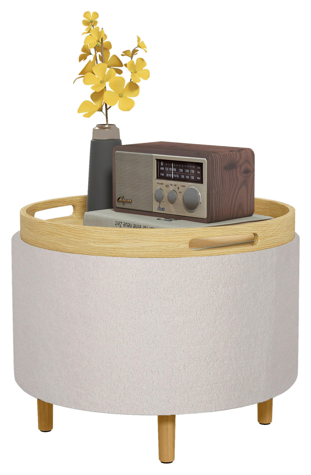 HOMCOM Hocker weiß B/H/L: ca. 56x56x42 cm Sitzhocker - weiß (42,00/56,00/56,00cm) - HOMCOM