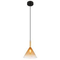 GLOBO Pendelleuchte schwarz amber Metall Glas H/D: ca. 120x20 cm G9 1 Brennstellen LOPUSA - schwarz/amber (20,00/120,00cm) - GLOBO