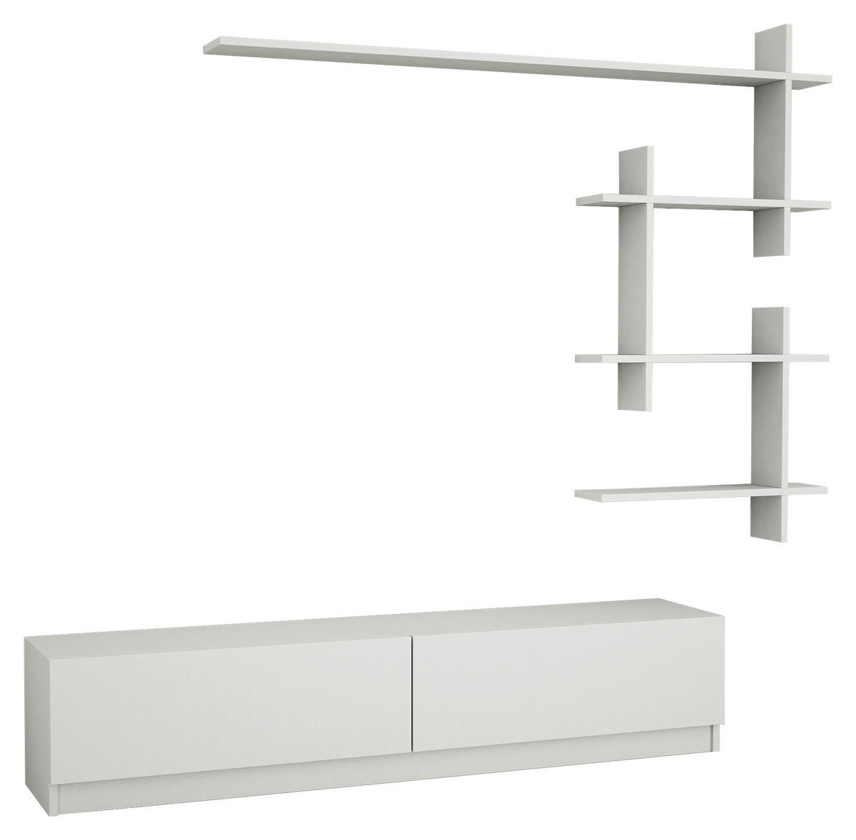 Wohnwand Ahenk weiß B/H/T: ca. 160x32,9x31,3 cm Ahenk - weiß (160,00/32,90/31,30cm) - moebel17