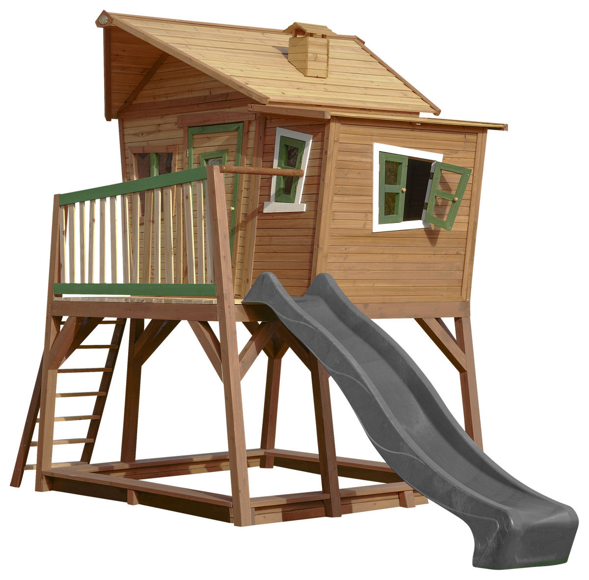 AXI Spielhaus Max braun B/H/L: ca. 432x288x193 cm Max - braun/grün (193,00/432,00/288,00cm) - AXI