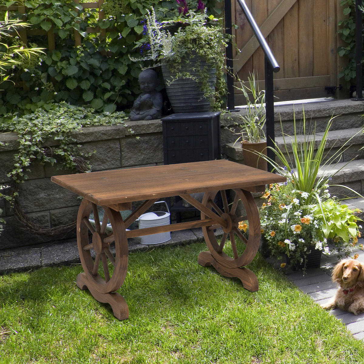 Outsunny Gartentisch natur Holz B/H/L: ca. 60x65x115 cm Gartentisch - natur (115,00/60,00/65,00cm) - Outsunny