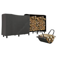 Outsunny Kaminholzregal schwarz B/H/L: ca. 36x99x240 cm Kaminholzregal - schwarz (240,00/36,00/99,00cm) - Outsunny