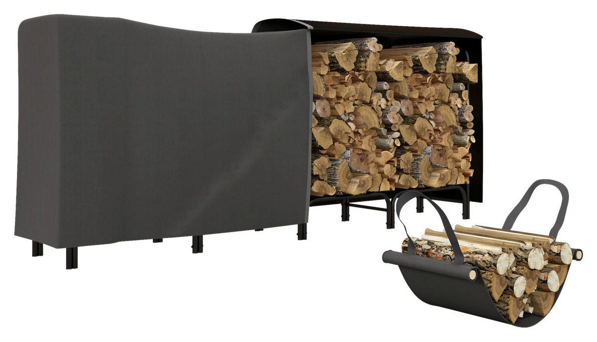 Outsunny Kaminholzregal schwarz B/H/L: ca. 36x99x240 cm Kaminholzregal - schwarz (240,00/36,00/99,00cm) - Outsunny